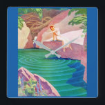 1931 art deco woman by a pond square wall clock<br><div class="desc">A VERY neat, VERY classic example of art deco... art, found in a 1931 magazine. In the image the woman has dropped a stone into the pond, hence the ripples. Of course, it looks great on all kinds of EVERYTHING. Wanna see more old? Here's the Facebook page for my store:...</div>