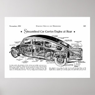 1931 Vintage mechanics classic car Burney Poster