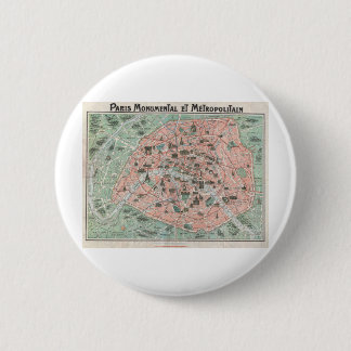 1932 Art Deco Map of Paris, France 6 Cm Round Badge