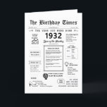 1932 The Year You Were Born Birthday Card<br><div class="desc">Step into a time capsule as you unveil our enchanting 1932 birthday card, overflowing with historical details, and significant milestones from yesteryears. Crafted especially for your cherished one's special day, this distinctive voyage through the 1930's guarantees to etch their birthday into memory. Bursting with intriguing trivia and snapshots of history,...</div>