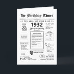 1932 The Year You Were Born Birthday Card<br><div class="desc">Step into a time capsule as you unveil our enchanting 1932 birthday card, overflowing with historical details, and significant milestones from yesteryears. Crafted especially for your cherished one's special day, this distinctive voyage through the 1930's guarantees to etch their birthday into memory. Bursting with intriguing trivia and snapshots of history,...</div>