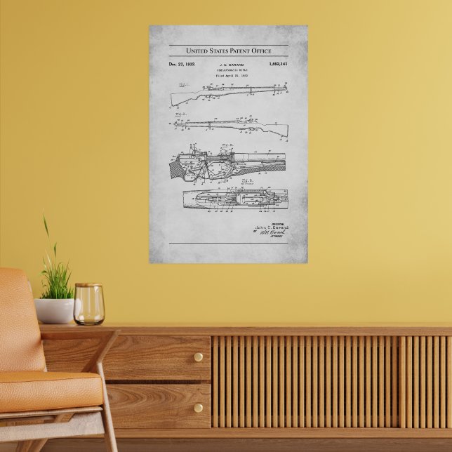 1932 US Patent 1892141 - M1 Garand Rifle Poster (Living Room 2)