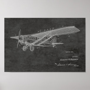 1932 Vintage Aeroplane Patent Art Drawing Print