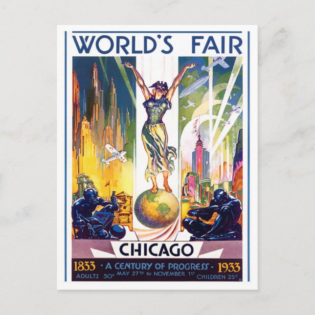 1933 Chicago World's Fair vintage travel postcard (Front)