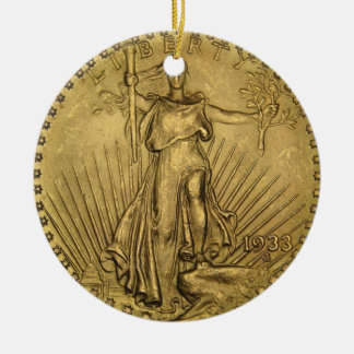 1933 Double Eagle Gold Coin Ceramic Tree Decoration