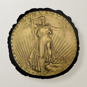 1933 Double Eagle Gold Coin Round Cushion