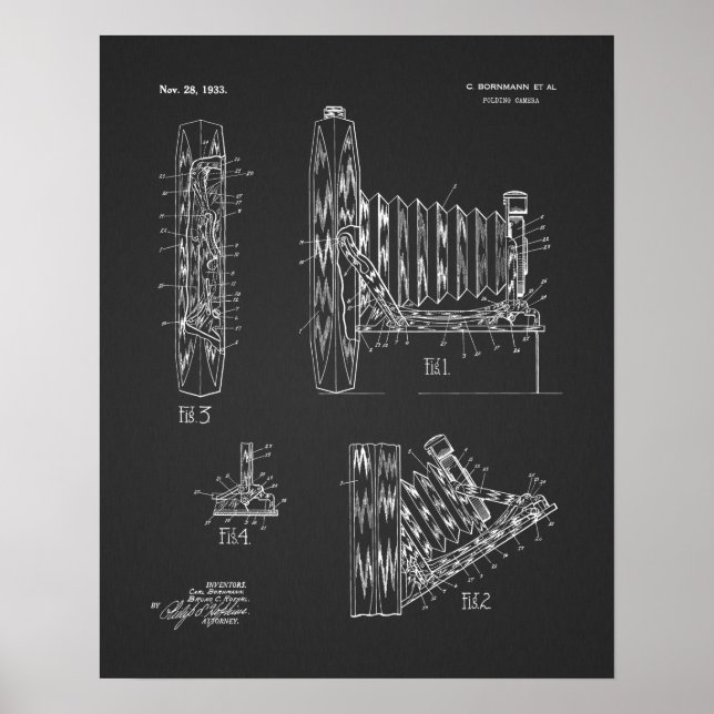1933 Folding Camera Patent Art Drawing Print (Front)