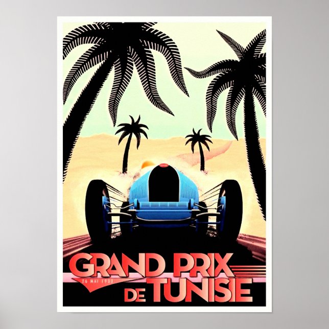 1933 Tunisia Grand Prix vintage racing Poster (Front)