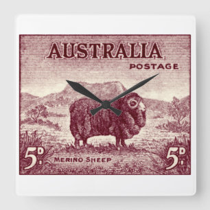 1934 Australian Merino Sheep Square Wall Clock