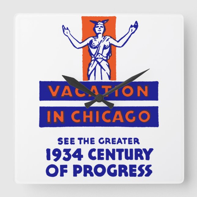 1934 Chicago Century of Progress Square Wall Clock (Front)