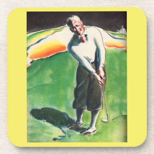 1934 golfing print coaster
