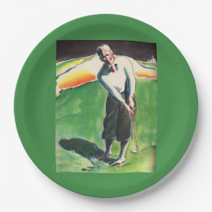 1934 golfing print paper plate