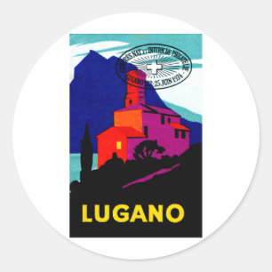 1934 Lugano Philatelic Poster Classic Round Sticker