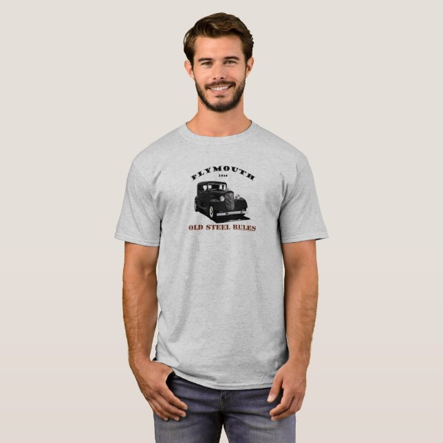 1934 Plymouth Chrysler. Mopar. Black Hotrod 1934. T-Shirt (Front Full)