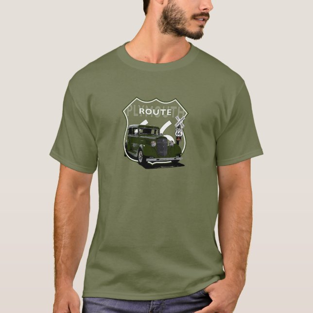 1934 Plymouth. Green Hotrod. Chrysler Mopar. USA. T-Shirt (Front)