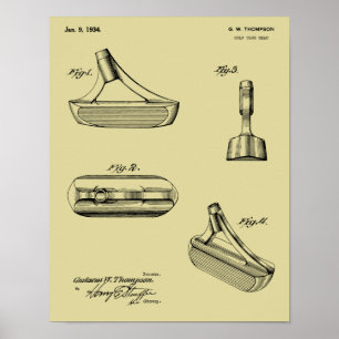 1934 Putter Golf Club Patent Art Drawing Print