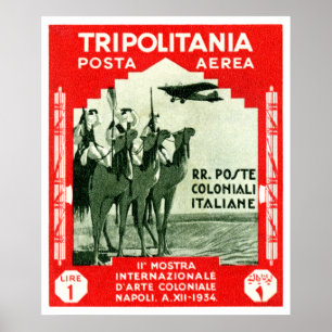 1934 Tripolitania 1 Lire stamp Poster
