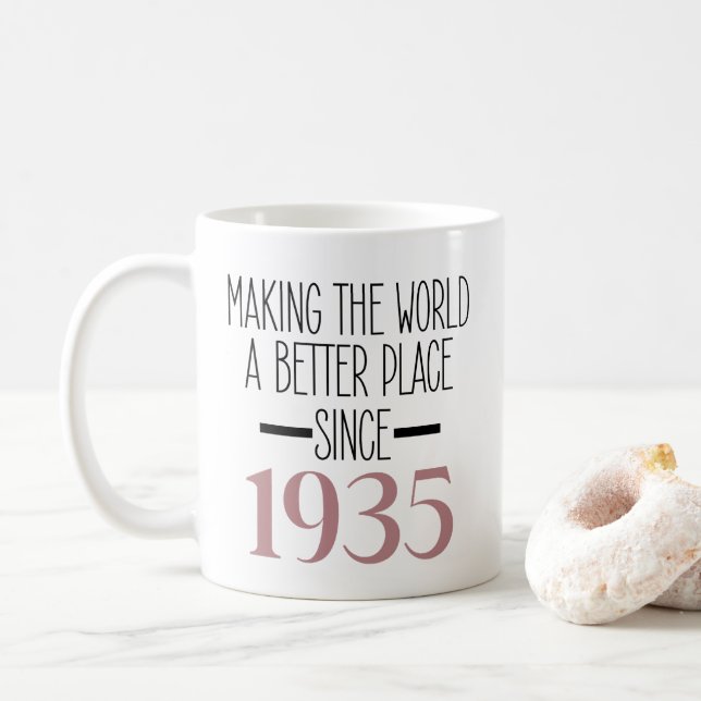 1935 Birthday 90th Years Old Gifts Women Coffee Mug (With Donut)