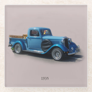 1935 Blue Truck glass coaster