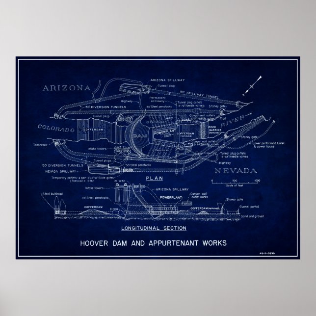 1935 HOOVER DAM BLUEPRINT POSTER (Front)