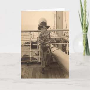 1935 juvenile cowboy on shipboard card