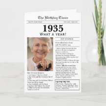 1935 Newspaper Birthday card 90th birthday