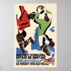 1935 Spanish Football Poster Sunderland vs