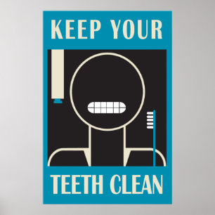 1936-38 "Keep Your Teeth Clean" Reproduction Poster