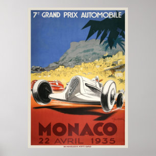 1936 Monaco Grand Prix Vintage Poster