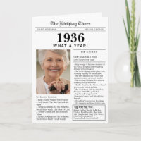 1936 Newspaper Birthday card 90th birthday