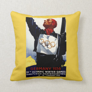 1936 Olympic Winter Games Advertisement Poster Cushion