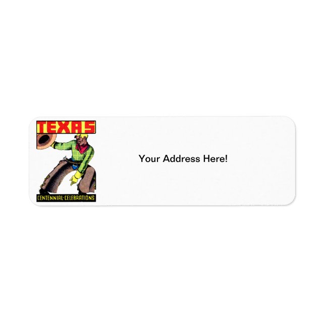 1936 Texas Centennial Return Address Label (Front)
