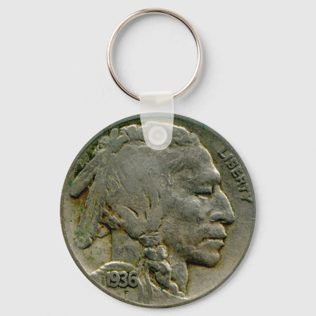 1936 US 'Buffalo' nickel heads keychain (Front)