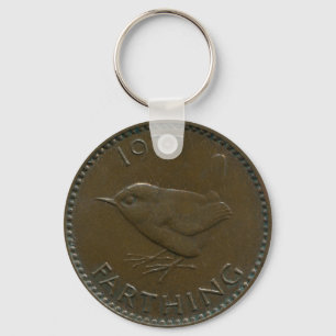 1937 British farthing keychain