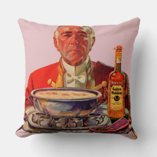 1937 butler with tray and Golden Wedding whiskey Cushion