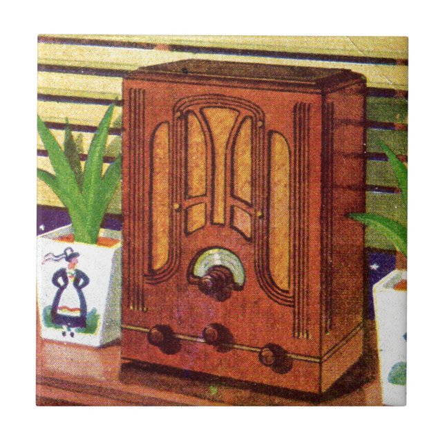 1937 cathedral radio ceramic tile (Front)