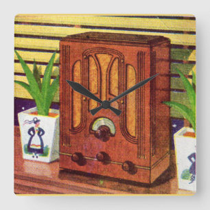 1937 cathedral radio square wall clock