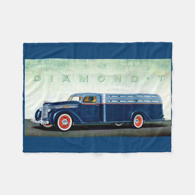 1937 Diamond T blue truck Fleece Blanket (Front (Horizontal))