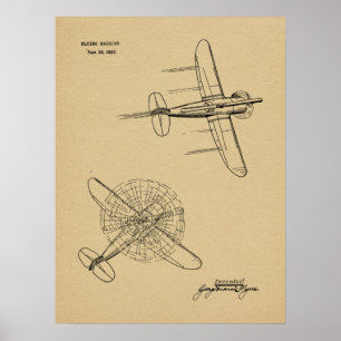 1937 Helicopter Aeroplane Patent Art Drawing Print
