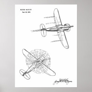 1937 Helicopter Aeroplane Patent Art Drawing Print