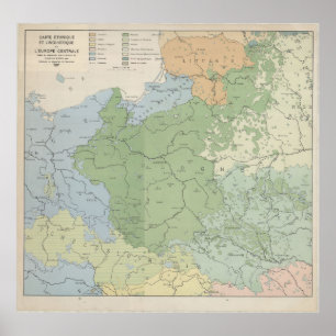 1937 Linguistic Map of Central and Eastern Europe, Poster