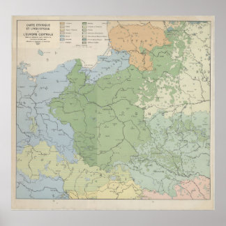 1937 Linguistic Map of Central and Eastern Europe, Poster