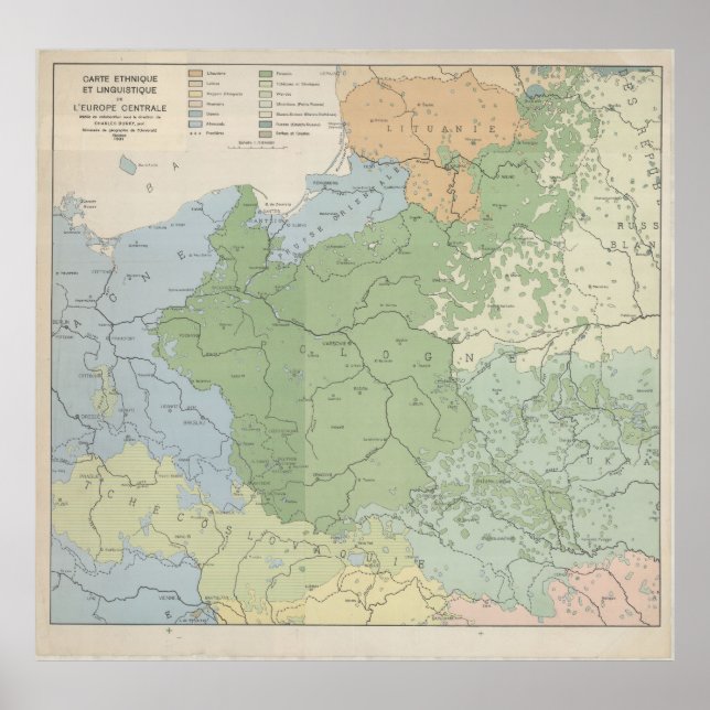 1937 Linguistic Map of Central and Eastern Europe, Poster (Front)
