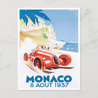 1937 Monaco Grand Prix vintage racing Postcard
