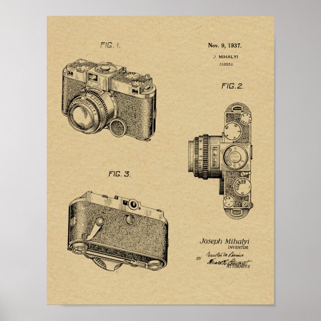 1937 Old Camera Patent Art Drawing Print (Front)
