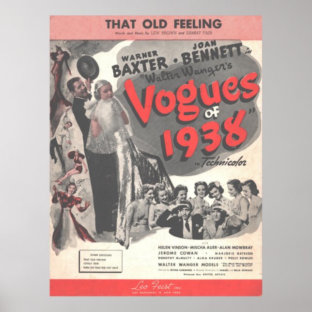 1937 The Vogues of 1938, That Old Feeling Poster (Front)