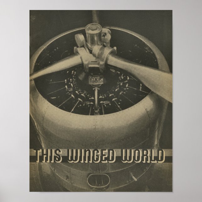 1938 Aviation Aeroplane Engine Magazine Art Print (Front)