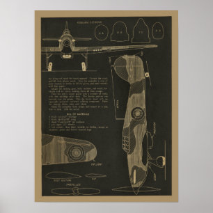 1938 Aviation Hurricane Aeroplane Design Art Print