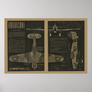 1938 Aviation Hurricane Aeroplane Design Art Print