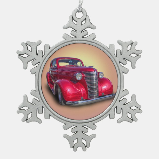 1938 CHEVROLET SNOWFLAKE PEWTER CHRISTMAS ORNAMENT (Front)